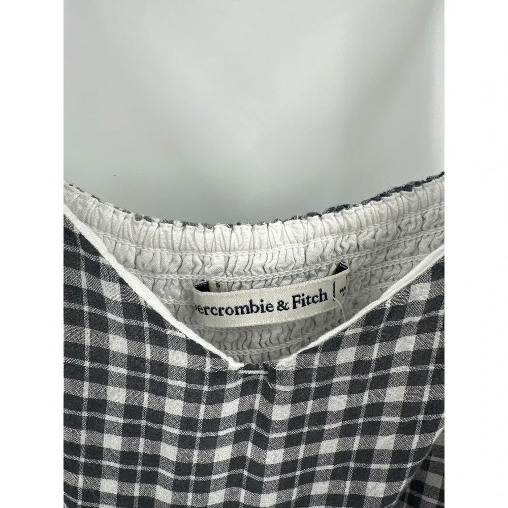 Abercrombie & Fitch Gingham Tiered Midi Dress Grey Small - Picture 4 of 7